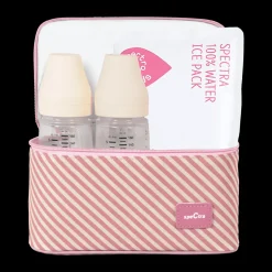 9 Plus Portable Rechargeable Breast Pump with Grey Tote and Pink Cooler Kit