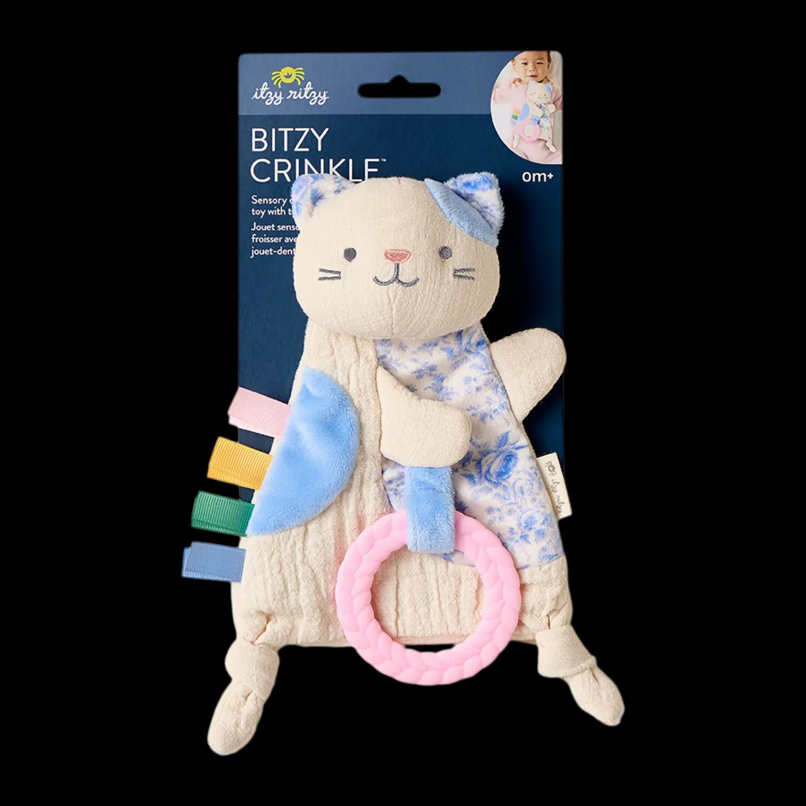 Bitzy Crinkle Sensory Crinkle Toy with Teether