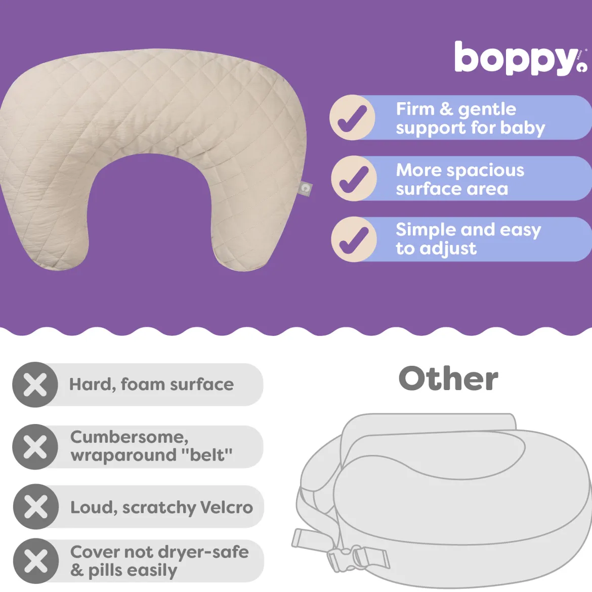 Boppy x Babylist Nursing Pillow with Luxe Fabric Cover