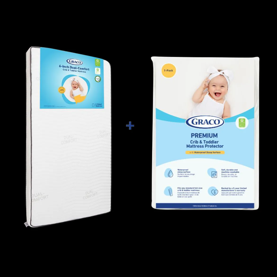 Dual Comfort 6-Inch Crib & Toddler Mattress + Premium Waterproof Mattress Protector