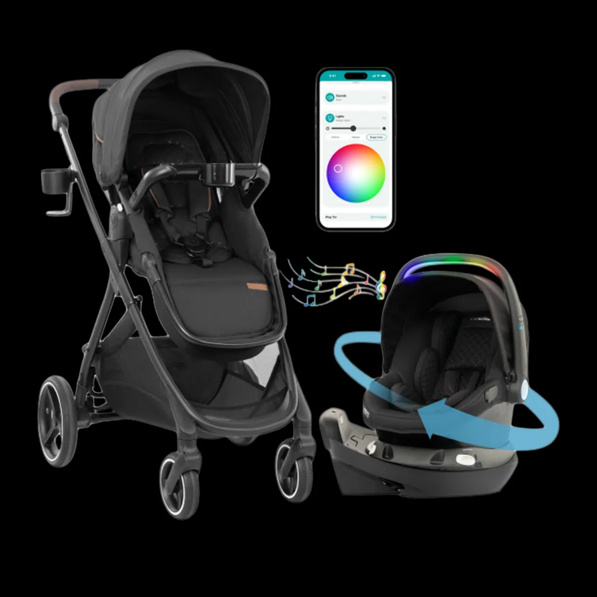 Evenflo Shyft Intuiti+ Travel System featuring Revolve180 LiteMax NXT with SensorySoothe