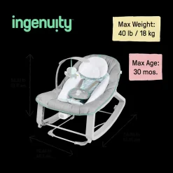 Ingenuity Keep Cozy 3-in-1 Grow with Me Baby Bouncer, Rocker & Toddler Seat
