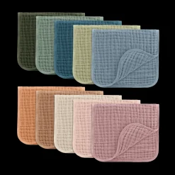 6-Layer Muslin Burp Cloths Set (10 Pack)