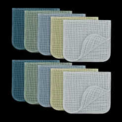 6-Layer Muslin Burp Cloths Set (10 Pack)