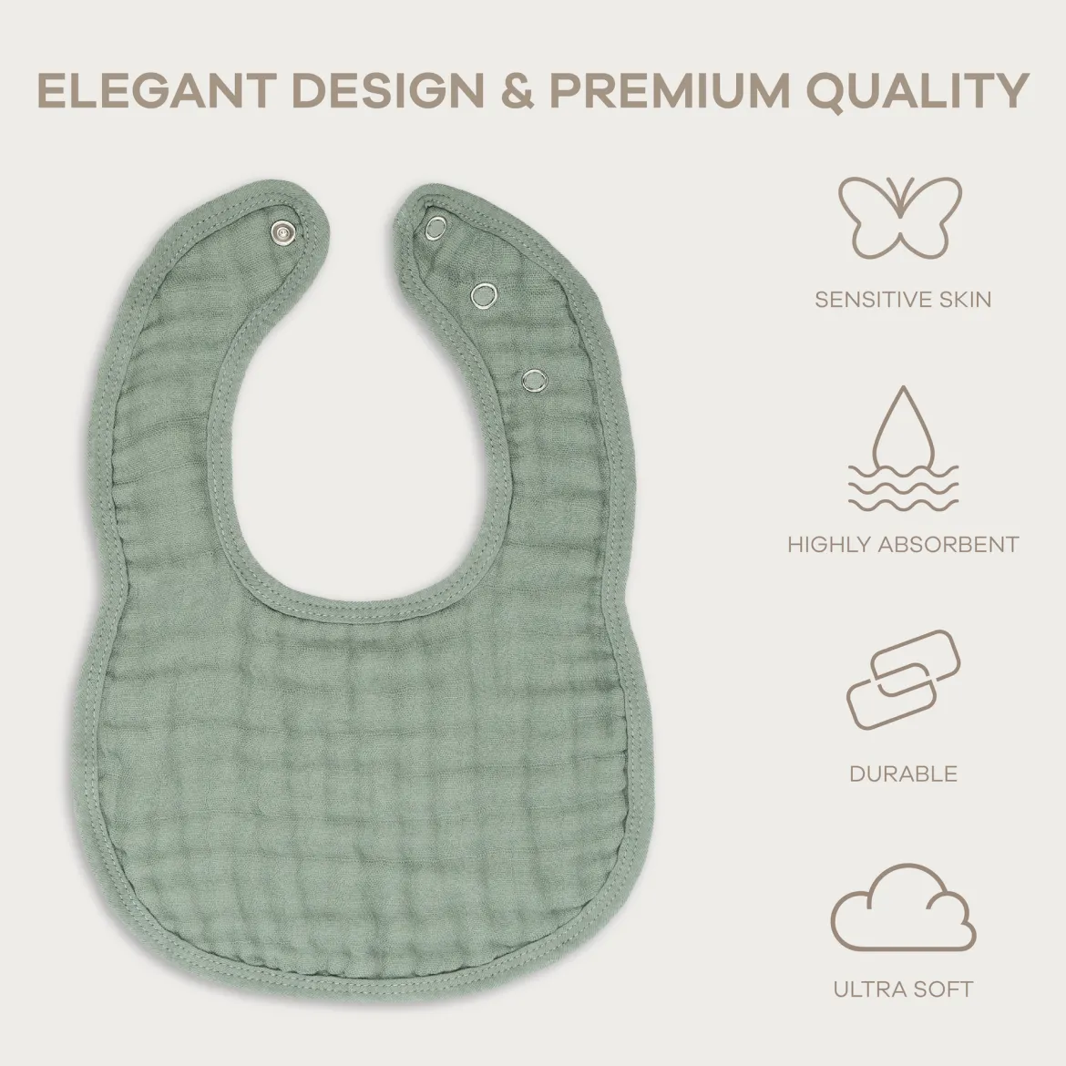 Muslin Bibs with Adjustable Snaps (4 Pack)