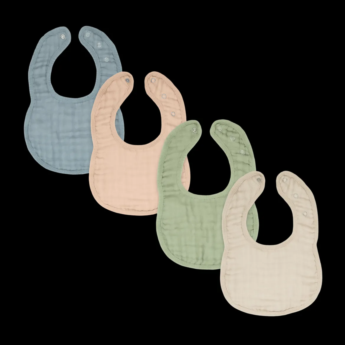 Muslin Bibs with Adjustable Snaps (4 Pack)