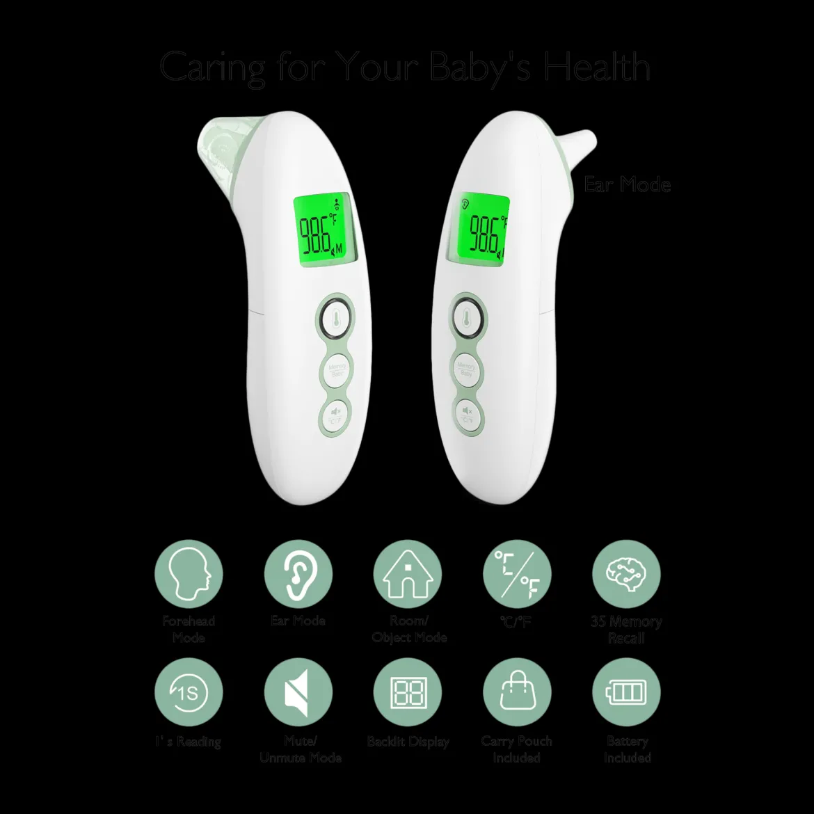 Non-Contact Forehead and Ear Thermometer