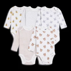 Organic Cotton Long Sleeve Printed Bodysuits (5 Pack)