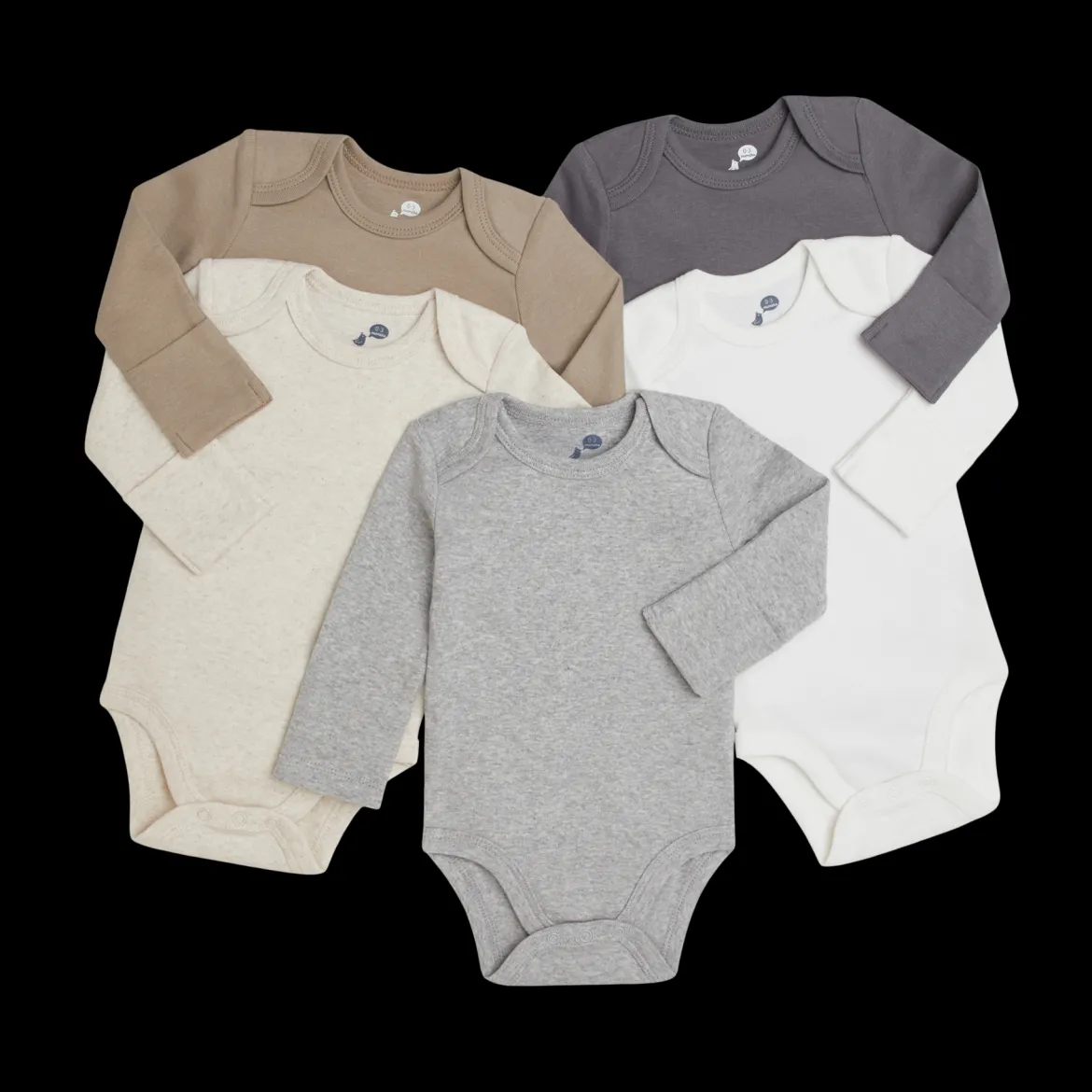 Organic Cotton Long-Sleeve Solid Bodysuits (5 Pack)