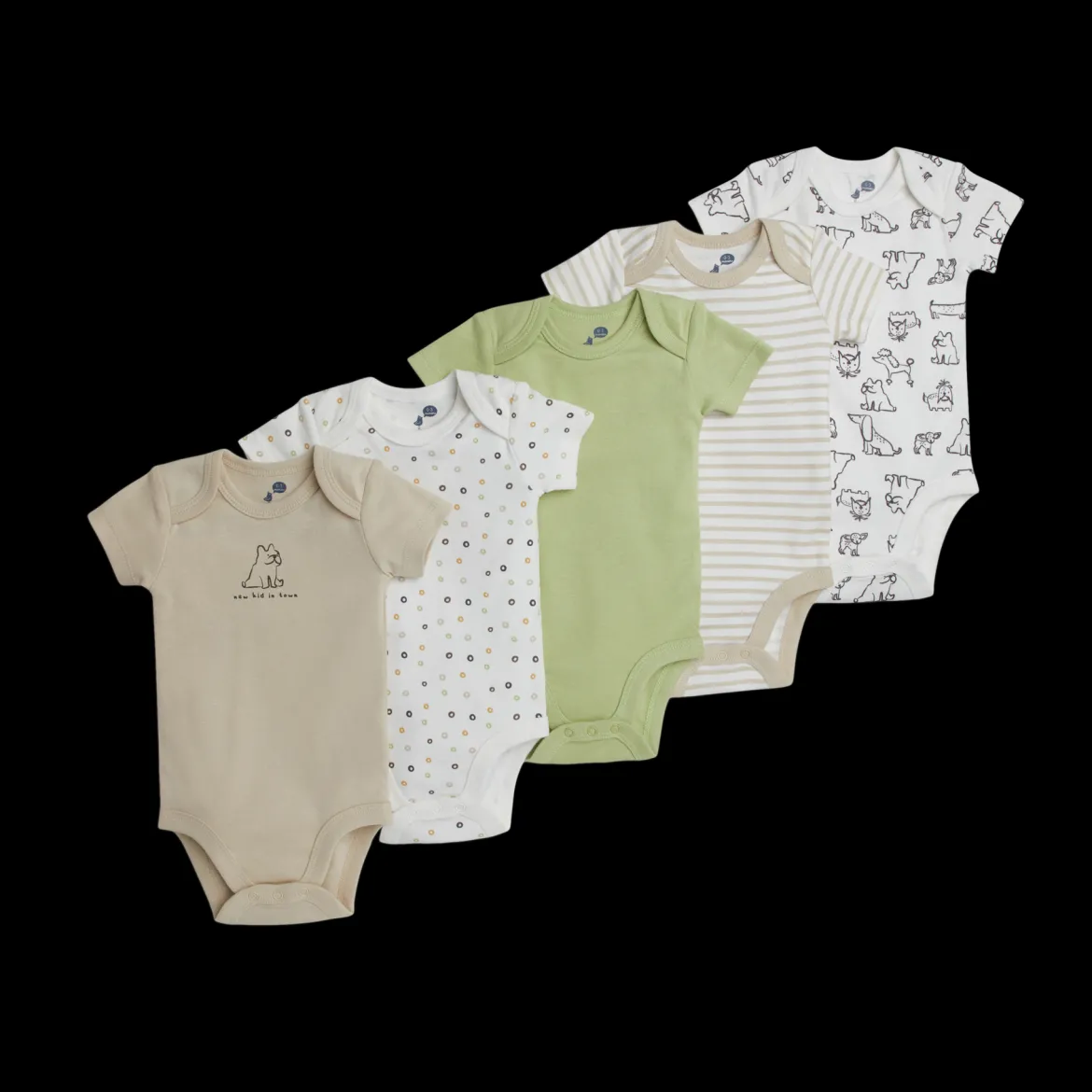 Organic Cotton Short-Sleeve Printed Bodysuit (5 Pack)