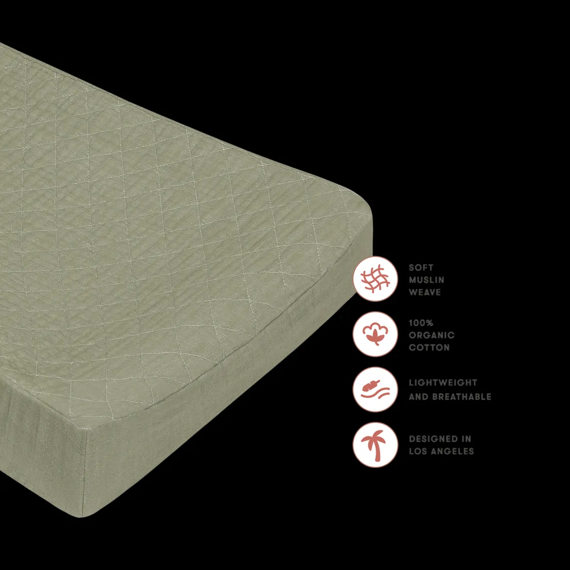 Quilted Changing Pad Cover in GOTS Certified Organic Muslin Cotton