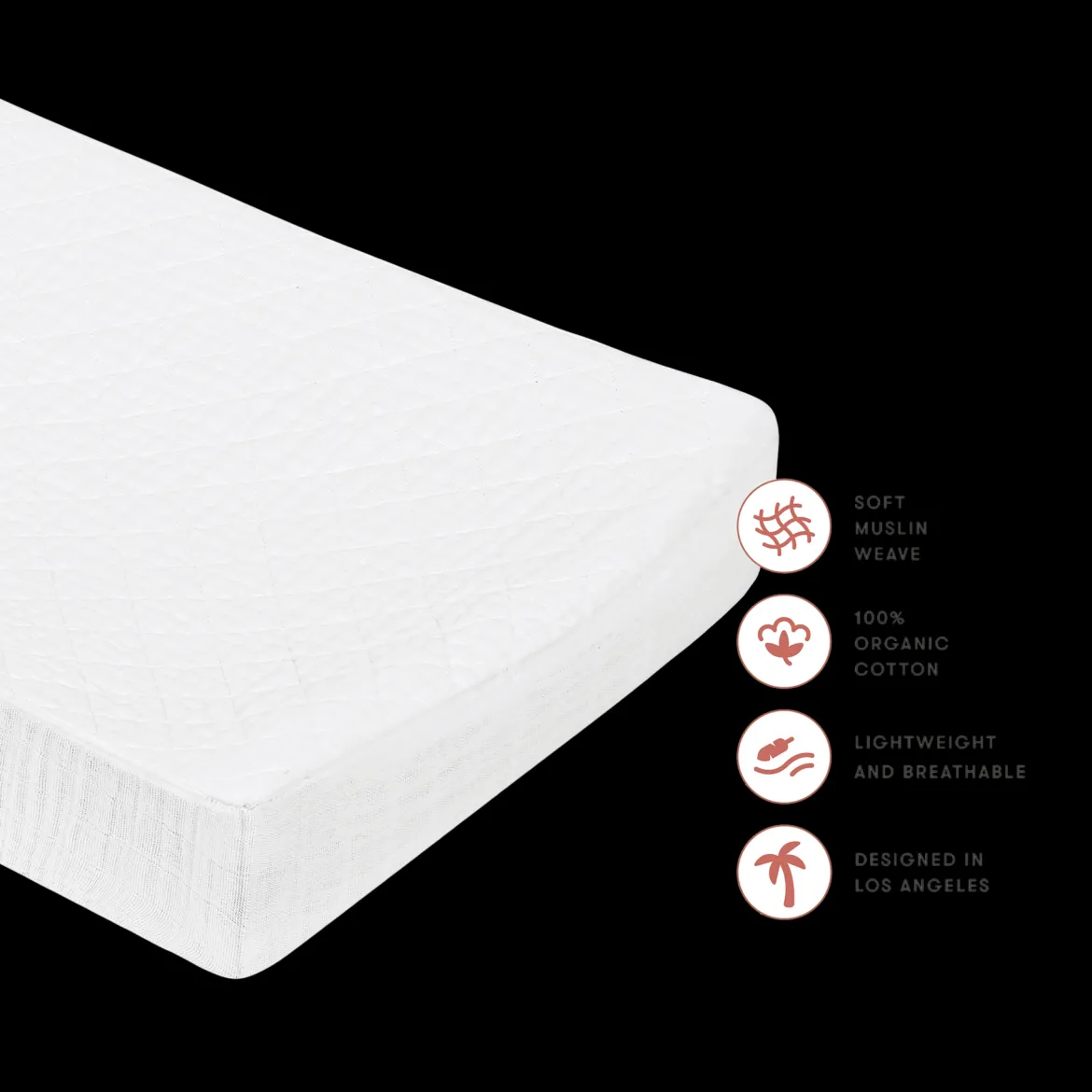 Quilted Changing Pad Cover in GOTS Certified Organic Muslin Cotton