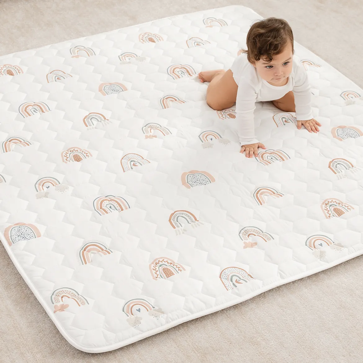Quilted Kids Play Mat with Non-Slip Bottom