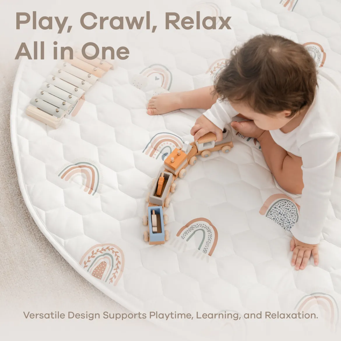Quilted Kids Play Mat with Non-Slip Bottom