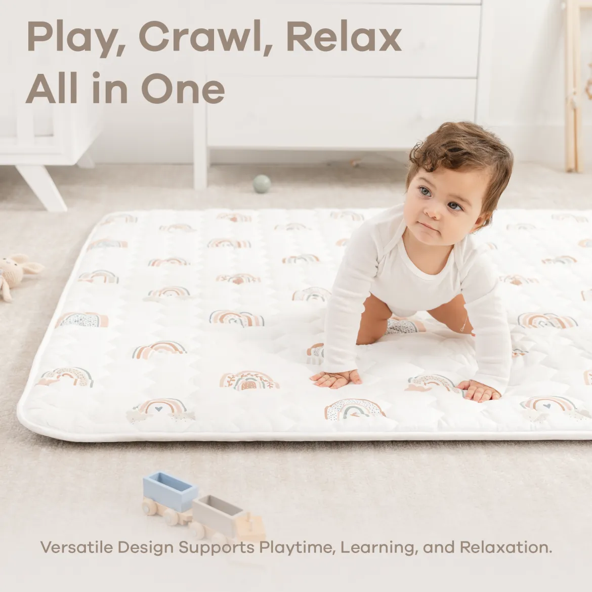 Quilted Kids Play Mat with Non-Slip Bottom