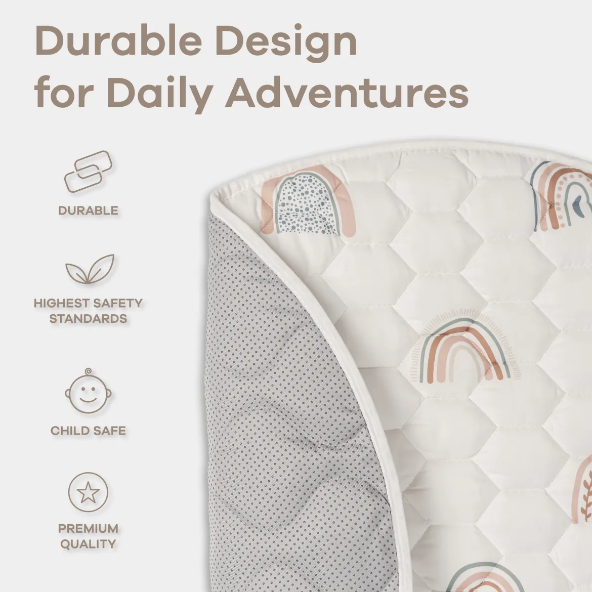 Quilted Kids Play Mat with Non-Slip Bottom