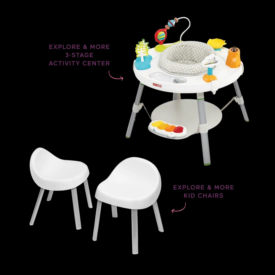 3-Stage Activity Center and Kid Chairs Bundle