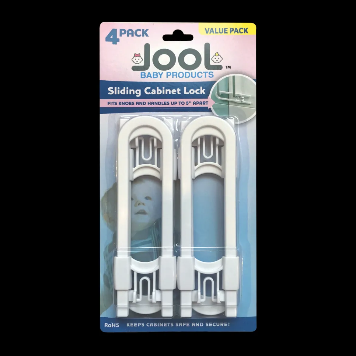 U Shape Sliding Cabinet Locks (4 Pack)
